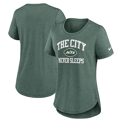 Women's Nike  Heather Green New York Jets The City Never Sleeps Tri-Blend T-Shirt