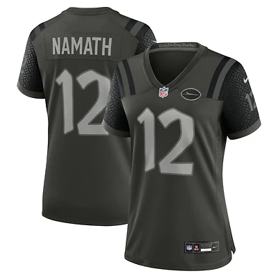 Maillot de joueur retraité Nike Joe Namath Gotham Green New York Jets 2025 Rivalries Collection pour femme