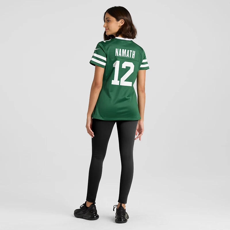 Maillot de match joueur retraité Nike Joe Namath Legacy Green New York Jets pour femme