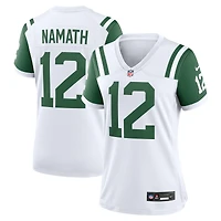 Maillot de jeu joueur retraité alternatif classique des New York Jets Nike Joe Namath blanc pour femme