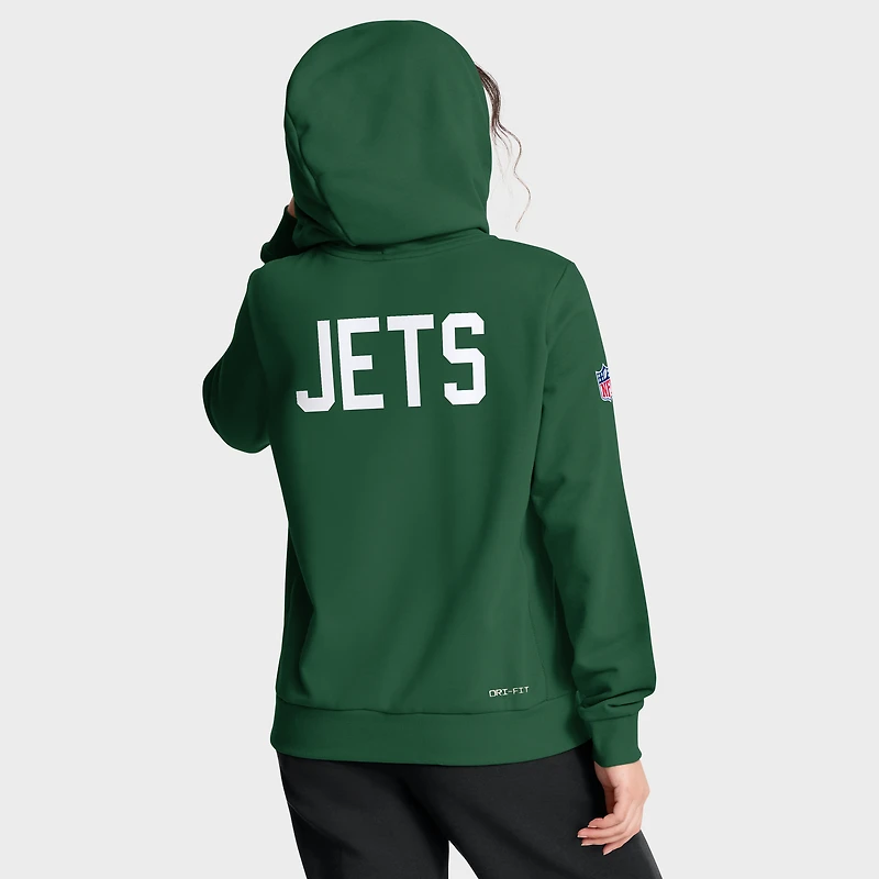Women's Nike Kelly Green New York Jets Throwback Sideline Standard Issue Dri-FIT Hoodie