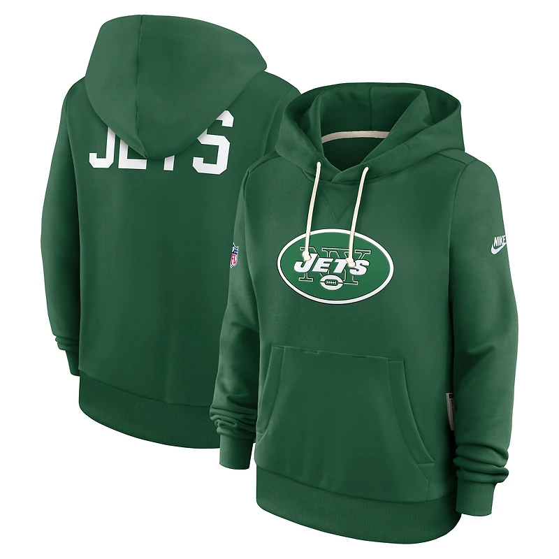 Women's Nike Kelly Green New York Jets Throwback Sideline Standard Issue Dri-FIT Hoodie