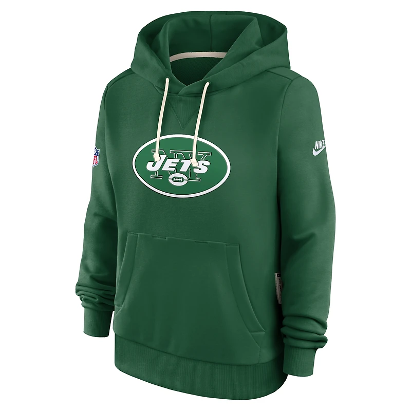 Women's Nike Kelly Green New York Jets Throwback Sideline Standard Issue Dri-FIT Hoodie