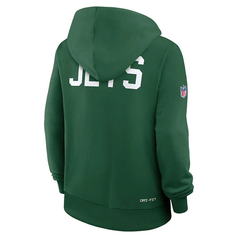 Women's Nike Kelly Green New York Jets Throwback Sideline Standard Issue Dri-FIT Hoodie