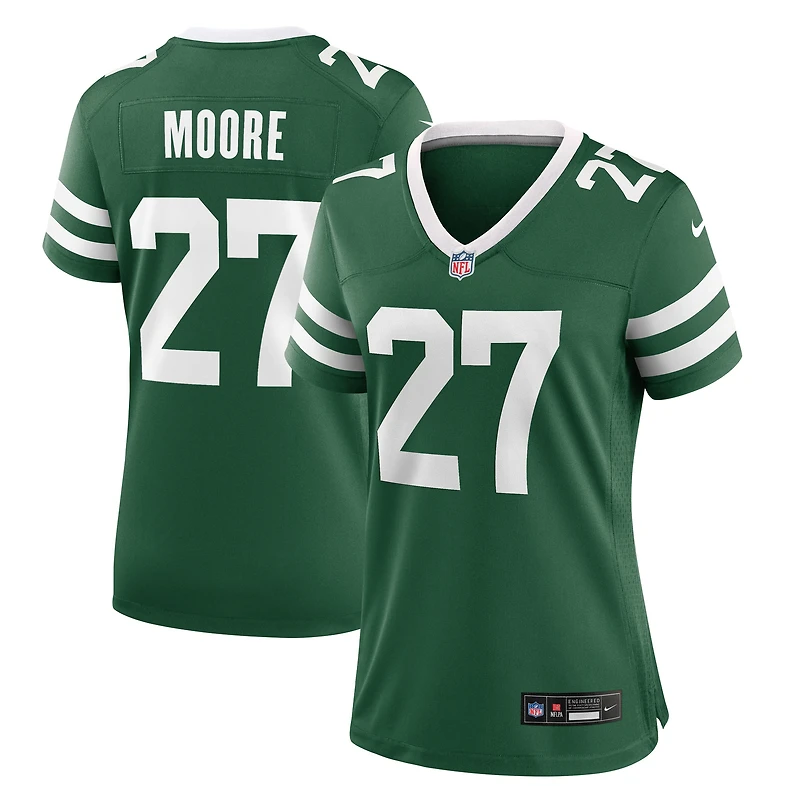 Maillot Nike Malachi Moore Legacy Green pour femme des New York Jets