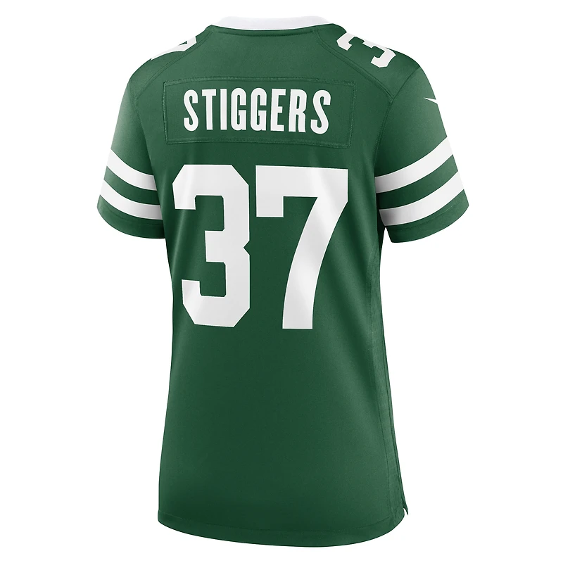 Maillot de match Nike Qwan'tez Stiggers Legacy Green des New York Jets pour femme