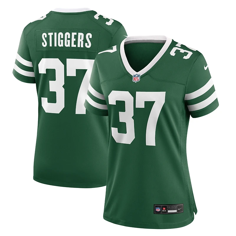 Maillot de match Nike Qwan'tez Stiggers Legacy Green des New York Jets pour femme