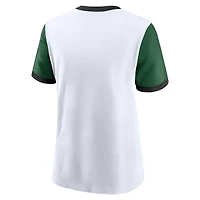 T-shirt Nike Rewind Ringer blanc/vert pour femme des New York Jets