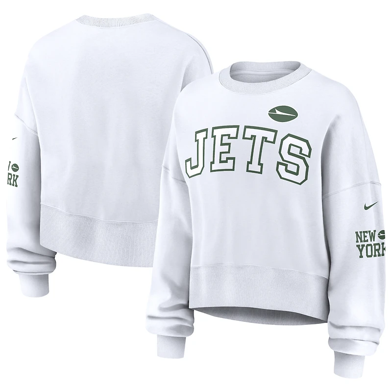 Women's Nike White New York Jets Oversized Pullover Sweatshirt