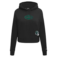 Sweat à capuche court imprimé bijou Pro Standard pour femme, noir, New York Jets