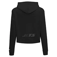 Women's Pro Standard Black New York Jets Jeweled Cropped Pullover Hoodie