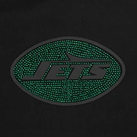 Women's Pro Standard Black New York Jets Jeweled Cropped Pullover Hoodie