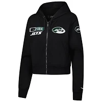 Sweat à capuche zippé avec logo fendu Pro Standard pour femme, noir