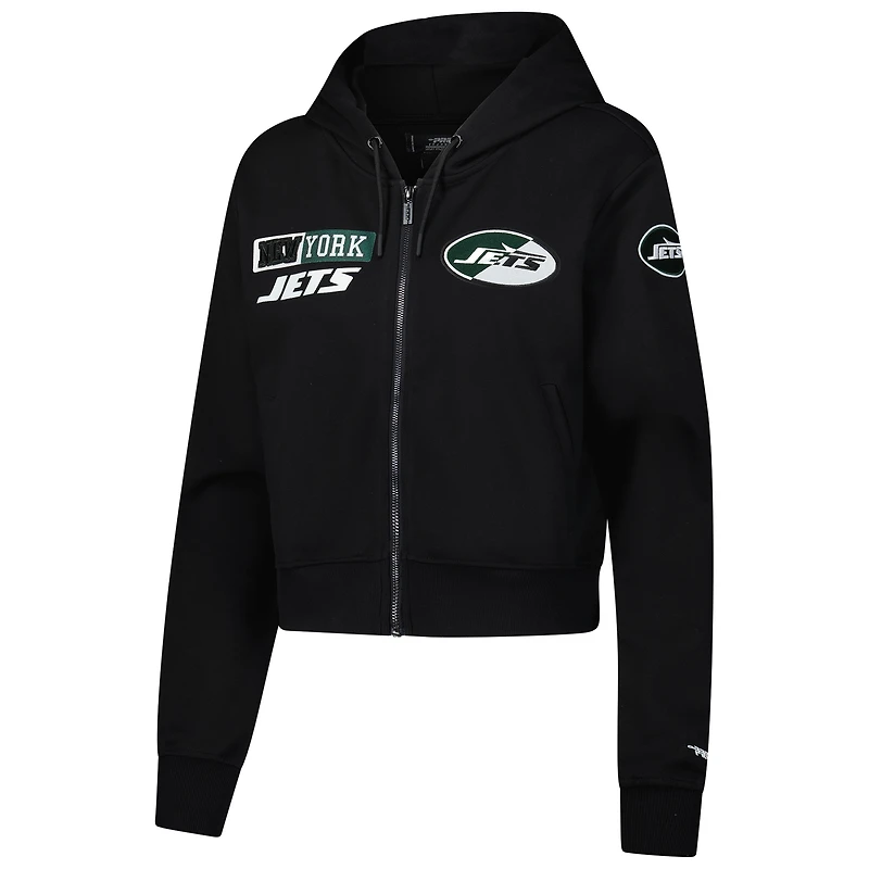 Women's Pro Standard Black New York Jets Split Logo Full-Zip Hoodie