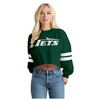 T-shirt à manches longues rayé oversize court vert Spirit Jersey pour femme, New York Jets