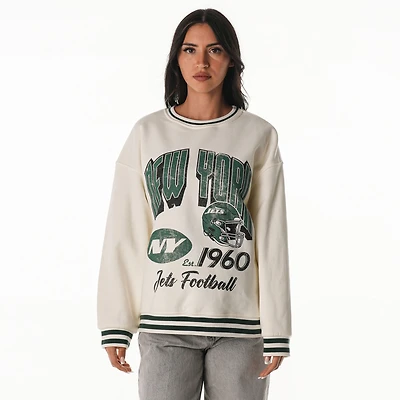 Sweat-shirt oversize vintage en molleton français The Wild Collective crème des New York Jets pour femme