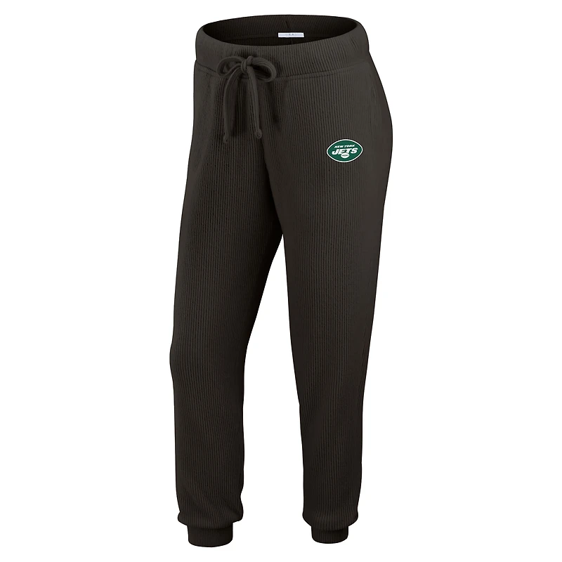 Ensemble de détente pour femme WEAR by Erin Andrews composé d'un t-shirt à manches longues et pantalon en tricot tri-blend crème New York Jets