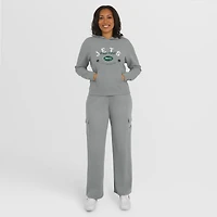 Women's WEAR by Erin Andrews Gray New York Jets Waffle-Knit Long Sleeve Hooded Shirt & Pants Lounge Set