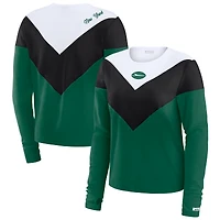 T-shirt à manches longues tri-blend chevrons vert/noir pour femme WEAR by Erin Andrews, grande taille, des New York Jets