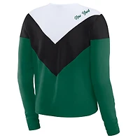 T-shirt à manches longues tri-blend chevrons vert/noir pour femme WEAR by Erin Andrews, grande taille, des New York Jets