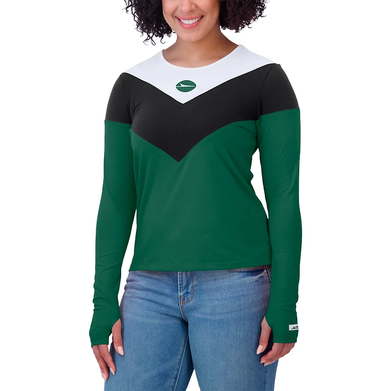 Women's WEAR by Erin Andrews Green/Black New York Jets Plus Chevron Tri-Blend Long Sleeve T-Shirt