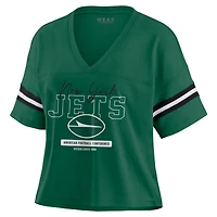 T-shirt court à col en V et blocs de couleurs vert New York Jets pour femme WEAR by Erin Andrews