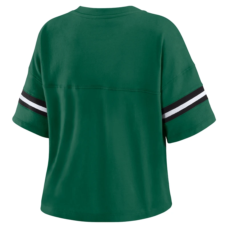 T-shirt court à col en V et blocs de couleurs vert New York Jets pour femme WEAR by Erin Andrews