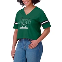 T-shirt court à col en V et blocs de couleurs vert New York Jets pour femme WEAR by Erin Andrews