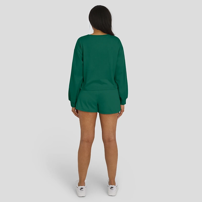 Ensemble de détente pour femme WEAR by Erin Andrews, t-shirt à manches longues et short en jersey rugby épais vert des New York Jets