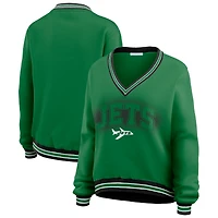 Sweat-shirt oversize à manches longues et col en V vert New York Jets pour femme WEAR by Erin Andrews