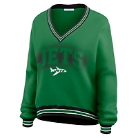 Sweat-shirt oversize à manches longues et col en V vert New York Jets pour femme WEAR by Erin Andrews