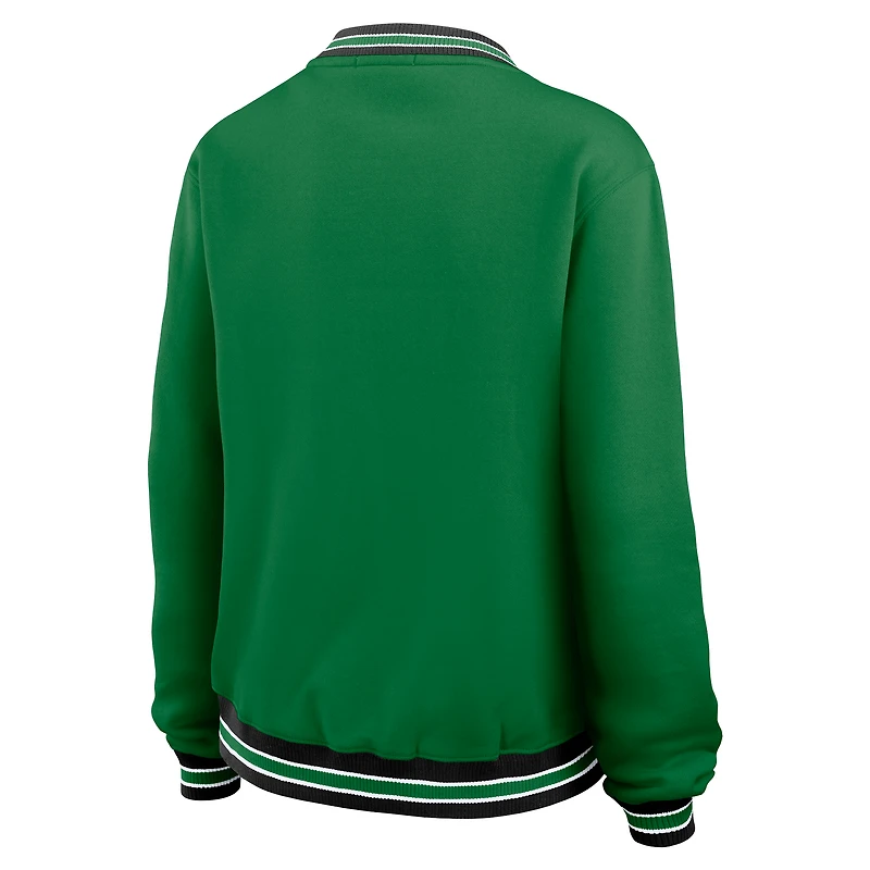 Sweat-shirt oversize à manches longues et col en V vert New York Jets pour femme WEAR by Erin Andrews