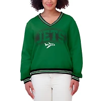 Sweat-shirt oversize à manches longues et col en V vert New York Jets pour femme WEAR by Erin Andrews