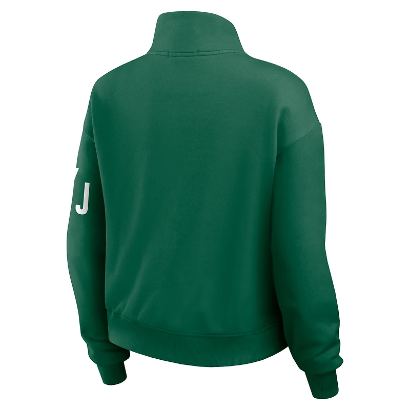 Women's WEAR by Erin Andrews Green New York Jets Quarter-Zip Jacket