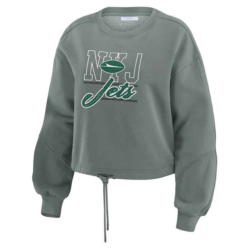 Ensemble de détente pour femme WEAR by Erin Andrews composé d'un t-shirt à manches longues et short en molleton délavé vert New York Jets