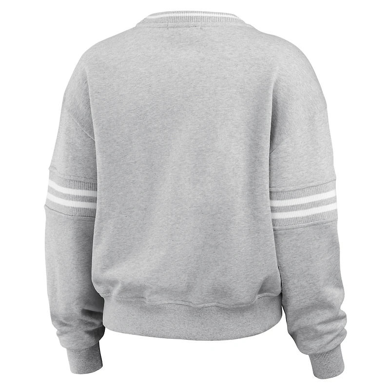 Women's WEAR by Erin Andrews Heather Gray New York Jets Crest Cropped Pullover Sweatshirt