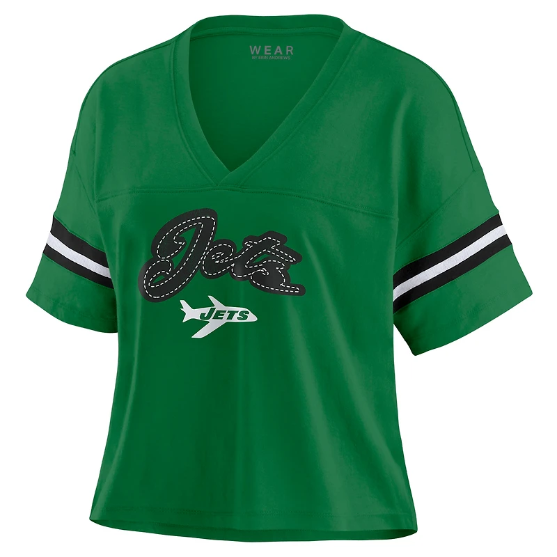 T-shirt à col en V blocs de couleurs vert Kelly des New York Jets pour femme WEAR by Erin Andrews