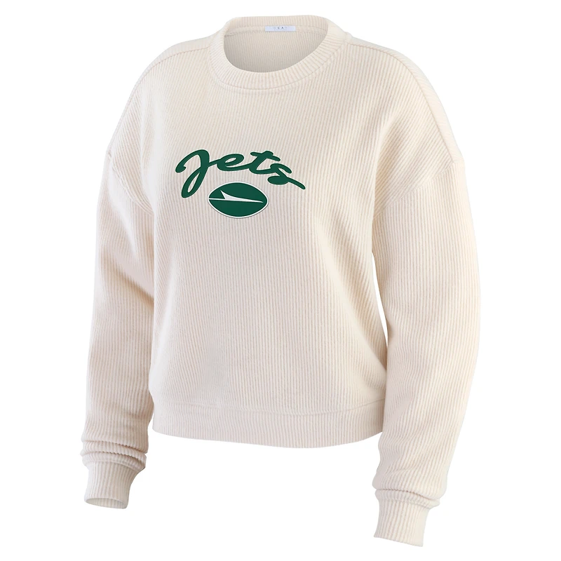 Women's WEAR by Erin Andrews  Oatmeal New York Jets Rib-Knit Long Sleeve T-Shirt & Pants Lounge Set
