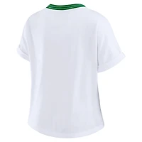 Women's WEAR by Erin Andrews White New York Jets Cropped Center Stripe Dolman T-Shirt