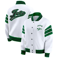 Veste sweat-shirt en polaire à boutons-pression blancs New York Jets pour femme par Erin Andrews
