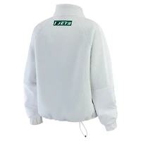 Women's WEAR by Erin Andrews White New York Jets Polar Fleece Half-Zip Jacket