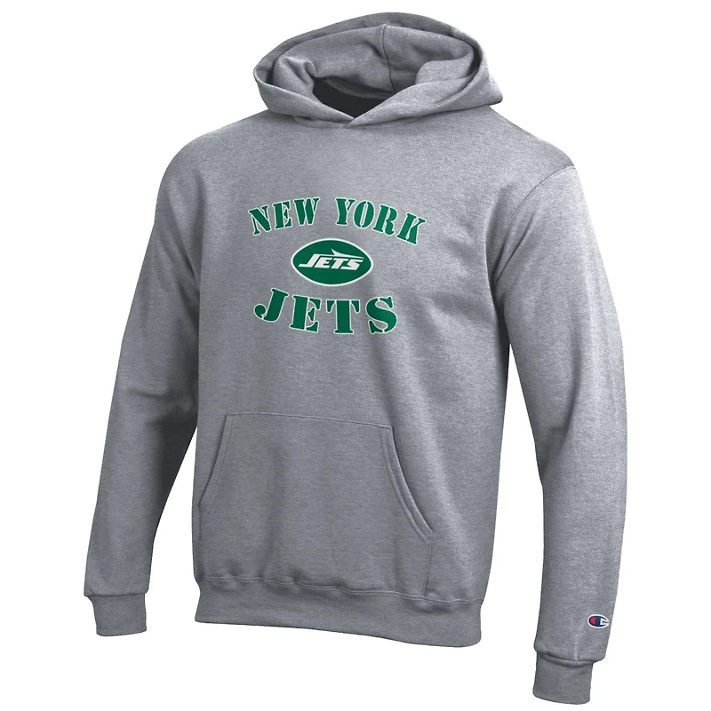 Sweat à capuche Youth Champion gris New York Jets en polaire Powerblend