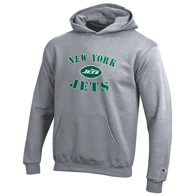 Youth Champion Gray New York Jets Powerblend Fleece Hoodie