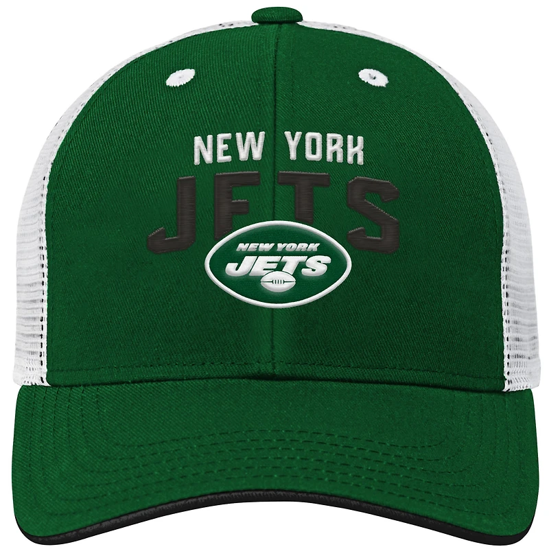 Youth Green/White New York Jets Core Lockup Adjustable Hat