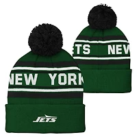 Youth Green New York Jets  Jacquard Cuffed Knit Hat with Pom