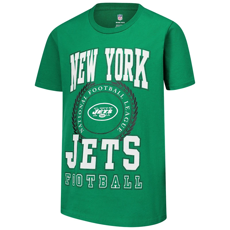 Youth Green New York Jets Stitched Up Retro Logo T-Shirt