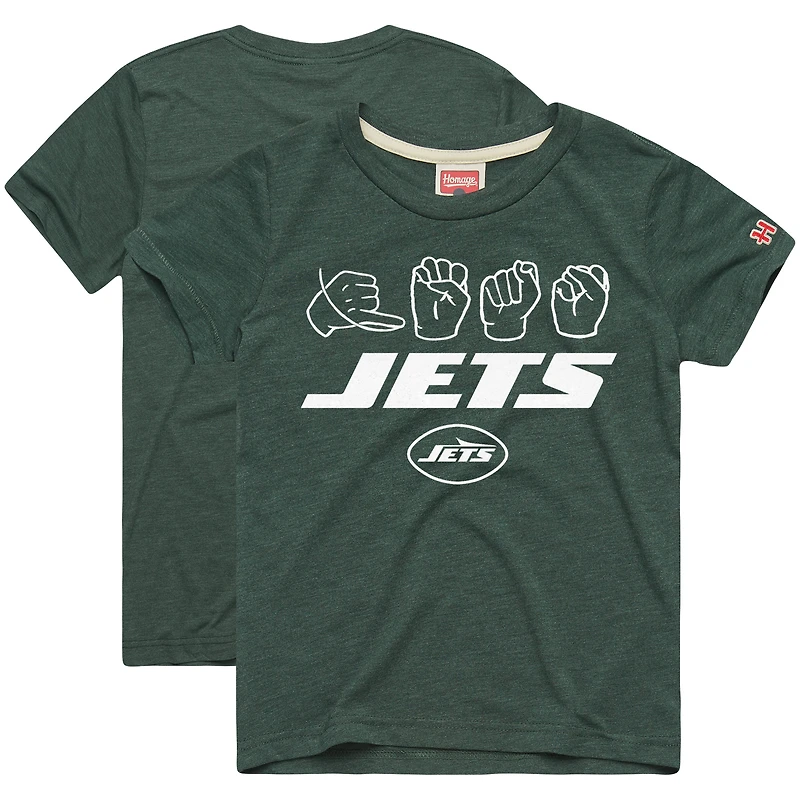 Youth Homage Green New York Jets Love Sign x ASL 2.0 Tri-Blend T-Shirt