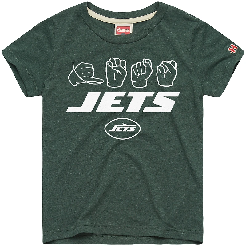 Youth Homage Green New York Jets Love Sign x ASL 2.0 Tri-Blend T-Shirt