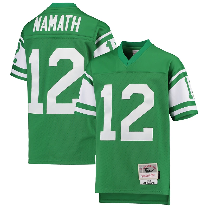 Maillot de joueur retraité Mitchell & Ness Joe Namath Green New York Jets 1968 Legacy pour jeunes
