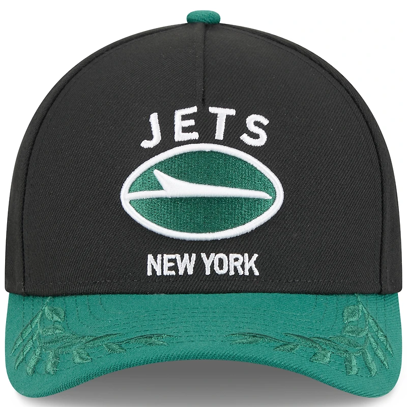 Youth New Era Black/Green New York Jets 2025 NFL Draft 9FORTY A-Frame M-Crown Adjustable Hat